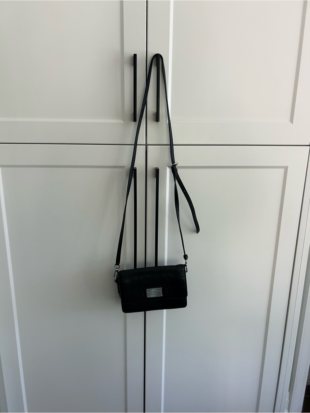 Marc By Marc Jacobs Black Leather Crossbody with Silver Hardware